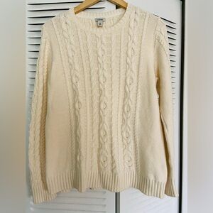 L.L. Bean Ivory Cable Knit Pullover